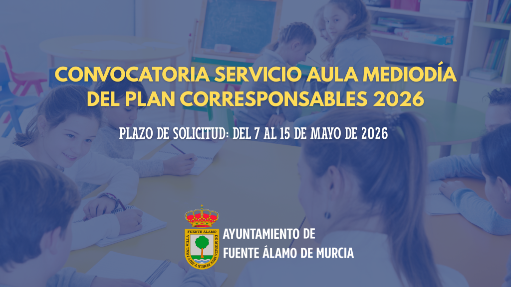 Convocatoria Servicio Aula de Mediodía del Plan Corresponsables 2026