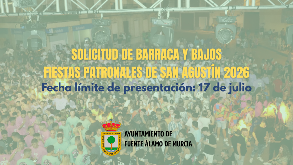 Abierto el plazo para solicitar barracas y bajos para las Fiestas Patronales de San Agustín 2026